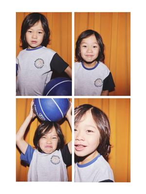 T-shirt met contrasterende korte mouwen voor jongens gemêleerd grijs