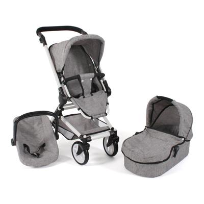 Combi-poppenwagen Fides 3-in-1 - Melange Grijs Combi-poppenwagen Fides 3-in-1 - Melange Grijs