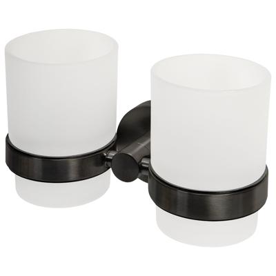 Haceka Kosmos Dubbele Bekerhouder - glas - gunmetal 1208734 Haceka Kosmos Dubbele Bekerhouder - glas - gunmetal 1208734