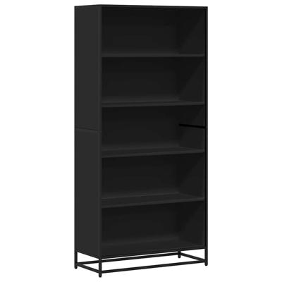 Boekenkast 80,5x35x170,5 cm bewerkt hout zwart - thumbnail