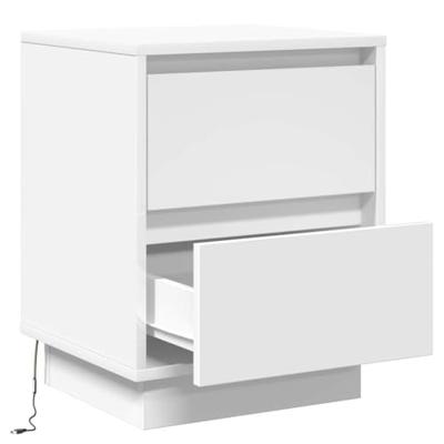Nachtkastje met lade met Wit 39 x 34.5 x 50 cm Bewerkt hout