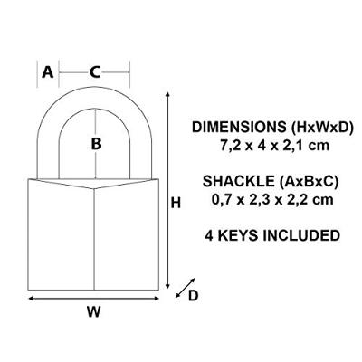 Masterlock 40mm extra thick solid brass body - 23mm hardened steel HEXagonal shac - 1145EURD