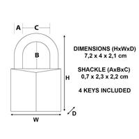 Masterlock 40mm extra thick solid brass body - 23mm hardened steel HEXagonal shac - 1145EURD - thumbnail