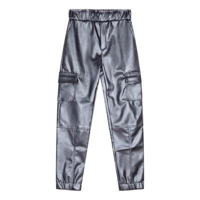 Vegan Leather Cargo Pants Dark Silver