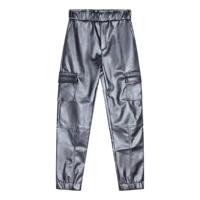 Vegan Leather Cargo Pants Dark Silver - thumbnail