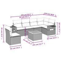 7-delige Loungeset met kussens poly rattan grijs - thumbnail