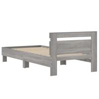 Bedframe met hoofdbord bewerkt hout grijs sonoma 75x190 cm - thumbnail