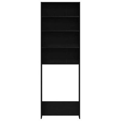 Wasmachinekast Zwart Eiken 64 x 24 x 190 cm Bewerkt hout