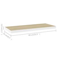 Wandschappen zwevend 2 st 80x23,5x3,8 cm MDF eikenkleurig wit - thumbnail