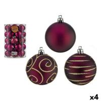 Set kerstballen Paars PVC Ø 6 cm (4 Stuks) - thumbnail