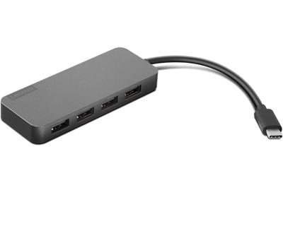 Lenovo USB-C to 4 Port USB-A Hub USB-C (USB 3.2 Gen 1) multiport hub 4 poorten Zwart