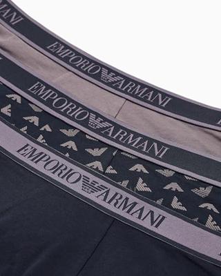 Armani boxershort 3-pack blauw-grijs met logo print