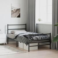 Bedframe met hoofd- en voeteneinde metaal zwart 100x190 cm - thumbnail