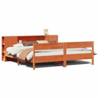 Bed met boekenkast zonder matras grenenhout wasbruin 180x200 cm - thumbnail