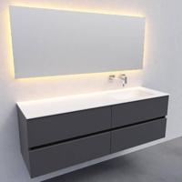 Badkamermeubel Solid Surface AQS Oslo 150x46 cm Rechts Mat Antraciet 4 Laden Boss & Wessing - thumbnail