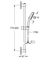 GROHE Tempesta Cube 110 Glijstangset - 90cm - vierkante handdouche - 2 straalsoorten - gladde doucheslang - mat zwart 269082433 - thumbnail