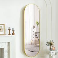 LoXa - Passpiegel Ovalo Goud - 160x60 cm - Ovaal - Ophangbaar - Goud Geborsteld Aluminium Frame - HD-glas - Luxe Wandspiegel - thumbnail