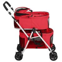 Hondenwagen 2-laags inklapbaar 83x48x97 cm oxford stof rood - thumbnail