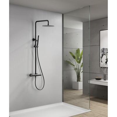 Wiesbaden Ribbd Thermostatische Regendoucheset - Opbouw - Mat Zwart