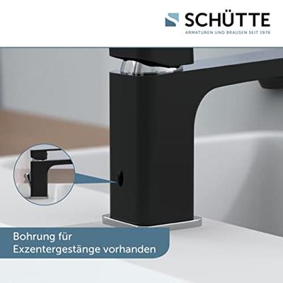 MADASGASKAR ééngreepsmengkraan wastafel, chroom/mat zwart keramische schrijven geluidsarme, verwisselbare 35 mm cartouche flexibele metalen aansluitslangen volgens DVGW/KTW-A push-pop-up afvo - thumbnail