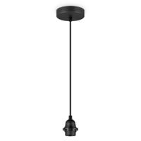 Fabric Hanglamp - 10/10/230 cm - inclusief de zwarte hanger en stoffen snoer - Met E27 lamphouder - Voor Lampenkap met doorsnede max.55cm - Voor Slaapkamers en Woonkamers - thumbnail