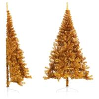 VidaXL Kunstkerstboom half met standaard 240 cm pet goudkleurig - thumbnail
