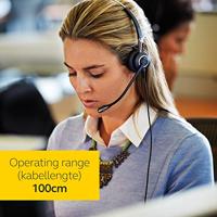Jabra Biz 2400 II QD on-ear mono headset met snelkoppeling, lichtgewicht noise cancelling kabel-hoofdtelefoon met HD voice en zacht hoofdkussen voor tafeltelefoons, zwart/zilver - thumbnail