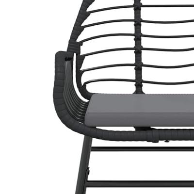 9-delige Tuinset met kussens poly rattan glas zwart