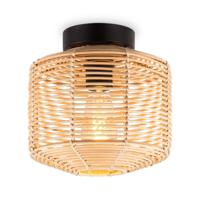 Boheemse stijl Plafondlamp - Bamboe Lampenkap - Ovaal - Beige - Ø25 x 24 cm - E27 fitting - Ontworpen voor gebruik in slaapkamers en studeerkamers - Hoogte lampenkap: 21cm - thumbnail