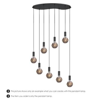 Metaal kroonluchter - Industrie hanglamp - Zwart - Met 8 pcs lampvoeten - Ontworpen voor Eetkamer en Slaapkamer - 80 X 27.5 X 117.5cm - set met E27 Lamphouder - voor Lampenkap met Doorsnede max 15cm - Gloeilamp Niet Inbegrepen