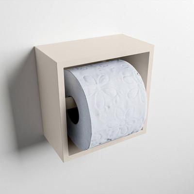MONDIAZ Easy Toiletrolhouder CUBE 160 solid surface 16x8,6cm kleur Linen. Geschikt voor op en inbouw.