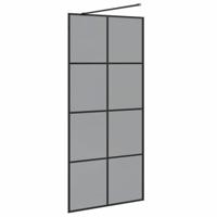 VidaXL Inloop douche wand zwart 90 x 195 cm gehard glas - thumbnail