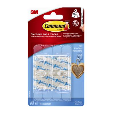 Command decohaak, small, draagvermogen 225 gram, transparant, blister van 6 stuks