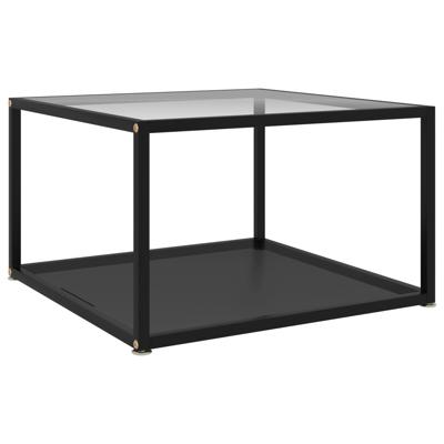 VidaXL Salontafel 60x60x35 cm gehard glas transparant en zwart
