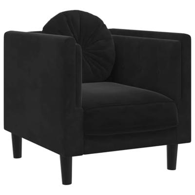Fauteuil met kussen fluweel zwart Fauteuil met kussen fluweel zwart