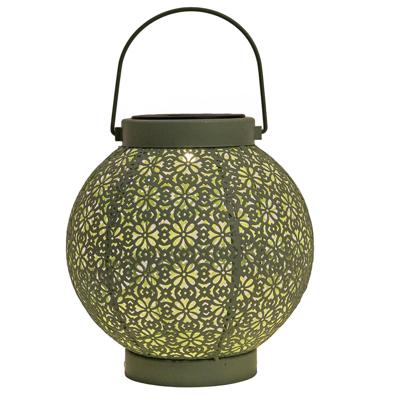 Anna's Collection Solar lantaarn metaal 18 x 19 cm sage groen warm wit