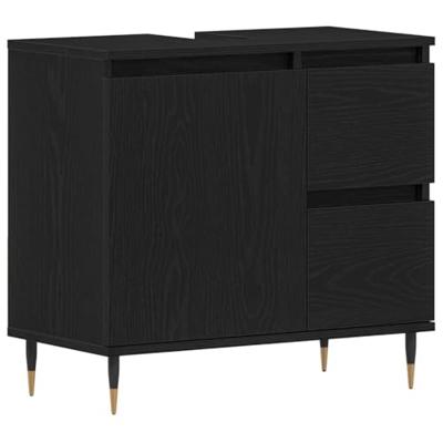 Badkamermeubelset met lade 3 pcs Zwart Eiken 30 x 30 x 190 cm