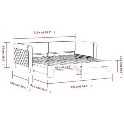 Slaapbank met onderschuifbed 90x190 cm fluweel donkergrijs