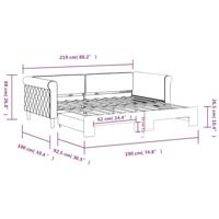 Slaapbank met onderschuifbed 90x190 cm fluweel donkergrijs - thumbnail