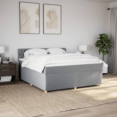 Boxspring met matras stof lichtgrijs 180x200 cm