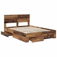 Bedframe met hoofdeinde Oudhout 140 x 190 cm Bewerkt hout - thumbnail
