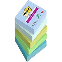 Post-it Super Sticky notes Oasis, 90 vel, ft 76 x 76 mm, geassorteerde kleuren, pak van 5 blokken - thumbnail