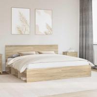 Bedframe met hoofdeinde Sonoma 200 x 200 cm Massief grenenhout - thumbnail