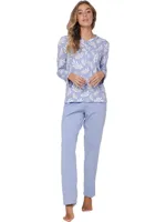 Pastunette dames katoenen pyjama lange mouwen - Blauw - thumbnail