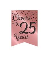 Verjaardagsslinger Vaandel 25 Jaar Roze/Zwart (6m) - thumbnail