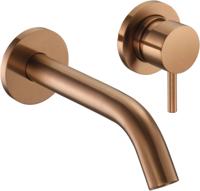 Saqu Eurotrend 2-gats inbouw wastafelmengkraan inclusief inbouwdeel geborsteld koper - thumbnail