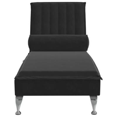 Massage chaise longue met bolster fluweel zwart