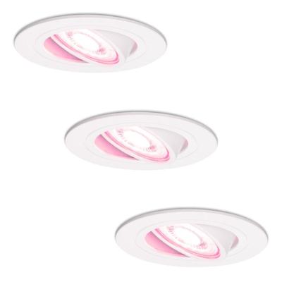 Set van 3 Pittsburg Smart inbouwspots - 5,5 Watt 345 Lumen - Wifi + Bluetooth - RGBWW - GU10 - Google Home, Amazon Alexa en Siri - IP20 voor binnen - Wit - Kantelbaar