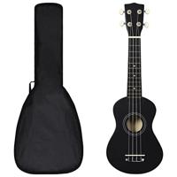 VidaXL Ukuleleset met tas voor kinderen sopraan 21'' zwart - thumbnail