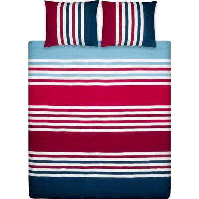 Ten Cate Katoenen Tweepersoons Dekbedovertrek Streep 200x200/220 cm Rood/Blauw/Wit